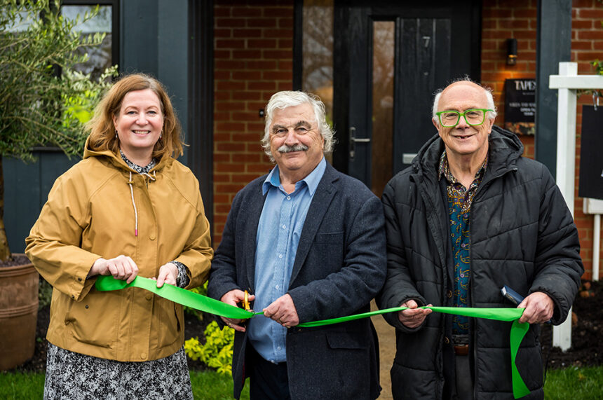 Lorna Ford, CE of RDC; Cllr Doug Oliver, Leader of RDC and Cllr Richard Thomas, Chair of RDCHC open the show home.