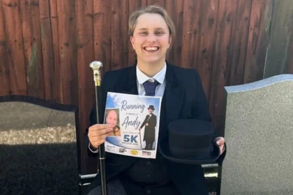 Funeral director Molly Dowling will run a 5K in full funeral attire at the Out Of The Blue Battle event in memory of her friend Andy and to raise money for charity.